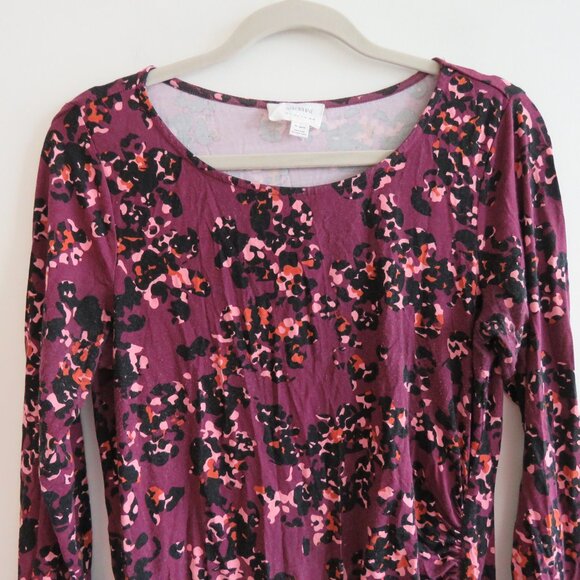 SERAPHINE Bodycon Burg Floral Print Dress Padme Berry Midi Maternity - Size US 6 - Picture 4 of 13